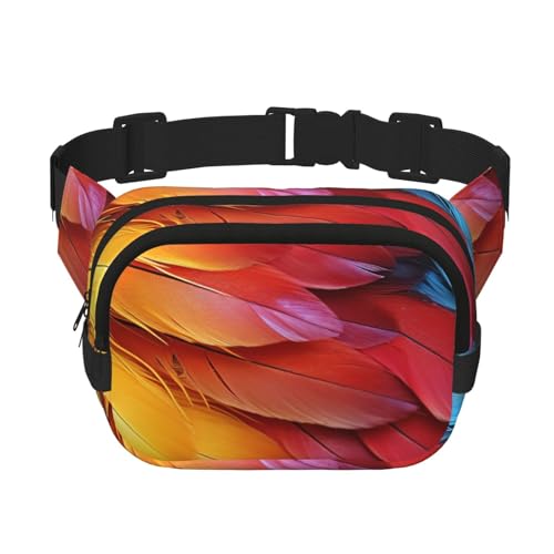 Gürteltasche für Damen und Herren, kleine modische Umhängetasche, leicht, mit Papageienfedern, Bauchtasche für Laufen, Workout, Wandern, Reisen Gürteltasche für Damen und Herren, kleine modische Umhängetasche, leicht, mit Papageienfedern, Bauchtasche für Laufen, Workout, Wandern, Reisen von KLLTYHMU