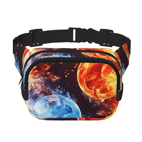 Gürteltasche für Damen und Herren, kleine modische Umhängetasche, leicht, mit Wasser und Feuer, Bauchtasche für Laufen, Workout, Wandern, Reisen Gürteltasche für Damen und Herren, kleine modische Umhängetasche, leicht, mit Wasser und Feuer, Bauchtasche für Laufen, Workout, Wandern, Reisen von KLLTYHMU