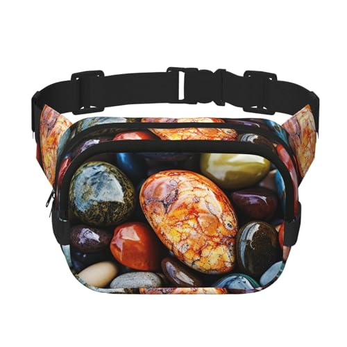 Gürteltasche für Damen und Herren, kleine modische Umhängetasche, leicht, mit farbigen Steinen, Hippie-Bauchtasche für Laufen, Workout, Wandern, Reisen Gürteltasche für Damen und Herren, kleine modische Umhängetasche, leicht, mit farbigen Steinen, Hippie-Bauchtasche für Laufen, Workout, Wandern, Reisen von KLLTYHMU