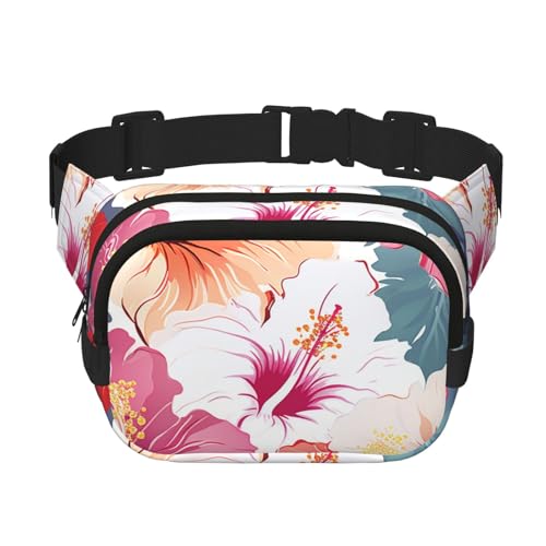 Gürteltasche für Damen und Herren, kleine modische Umhängetasche, leicht, mit hawaiianischem Blumendruck, Bauchtasche für Laufen, Workout, Wandern, Reisen Gürteltasche für Damen und Herren, kleine modische Umhängetasche, leicht, mit hawaiianischem Blumendruck, Bauchtasche für Laufen, Workout, Wandern, Reisen von KLLTYHMU