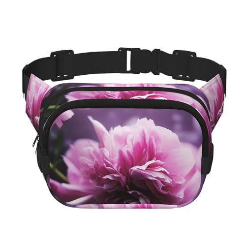Gürteltasche für Damen und Herren, kleine modische Umhängetasche, leicht, mit rosa Blumen, Bauchtasche für Laufen, Workout, Wandern, Reisen von KLLTYHMU