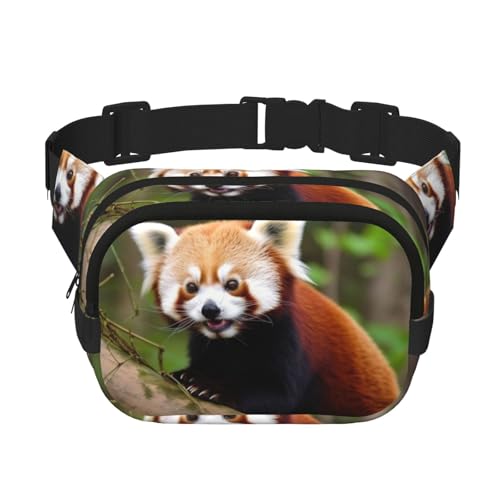 Gürteltasche für Damen und Herren, kleine modische Umhängetasche, leicht, mit rotem Panda, Bauchtasche für Laufen, Workout, Wandern, Reisen von KLLTYHMU