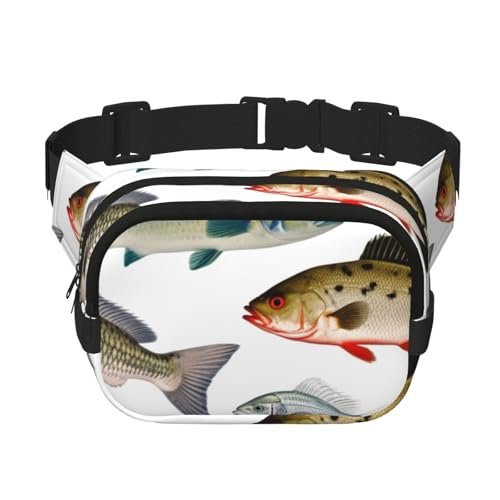 Gürteltasche für Damen und Herren, kleine modische Umhängetasche, leicht, mit verschiedenen Fischen, Bauchtasche für Laufen, Workout, Wandern, Reisen Gürteltasche für Damen und Herren, kleine modische Umhängetasche, leicht, mit verschiedenen Fischen, Bauchtasche für Laufen, Workout, Wandern, Reisen von KLLTYHMU