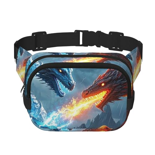 Gürteltasche für Damen und Herren, kleine modische Umhängetasche, leichte Schultertasche, Brusttasche, Eisdrache und Feuerdrache, Bauchtasche für Laufen, Workout, Wandern, Reisen Gürteltasche für Damen und Herren, kleine modische Umhängetasche, leichte Schultertasche, Brusttasche, Eisdrache und Feuerdrache, Bauchtasche für Laufen, Workout, Wandern, Reisen von KLLTYHMU