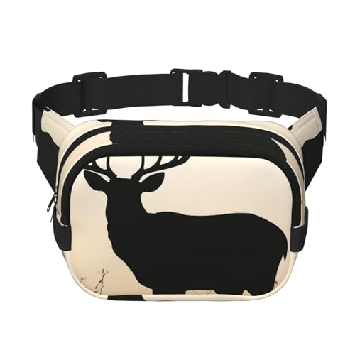Gürteltasche für Damen und Herren, kleine modische Umhängetasche, leichte Schultertasche, Brusttasche, Hirsch-Silhouette, Bauchtasche für Laufen, Workout, Wandern, Reisen Gürteltasche für Damen und Herren, kleine modische Umhängetasche, leichte Schultertasche, Brusttasche, Hirsch-Silhouette, Bauchtasche für Laufen, Workout, Wandern, Reisen von KLLTYHMU