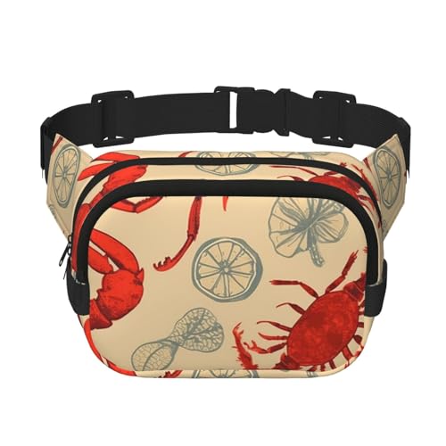 Gürteltasche für Damen und Herren, kleine modische Umhängetasche, leichte Schultertasche, Brusttasche, Hummer und Krabbe, Bauchtasche für Laufen, Workout, Wandern, Reisen Gürteltasche für Damen und Herren, kleine modische Umhängetasche, leichte Schultertasche, Brusttasche, Hummer und Krabbe, Bauchtasche für Laufen, Workout, Wandern, Reisen von KLLTYHMU