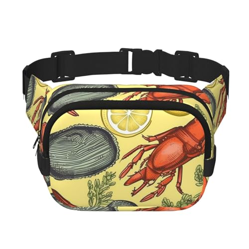 Gürteltasche für Damen und Herren, kleine modische Umhängetasche, leichte Schultertasche, Brusttasche, Hummer und Zitrone, Bauchtasche für Laufen, Workout, Wandern, Reisen Gürteltasche für Damen und Herren, kleine modische Umhängetasche, leichte Schultertasche, Brusttasche, Hummer und Zitrone, Bauchtasche für Laufen, Workout, Wandern, Reisen von KLLTYHMU