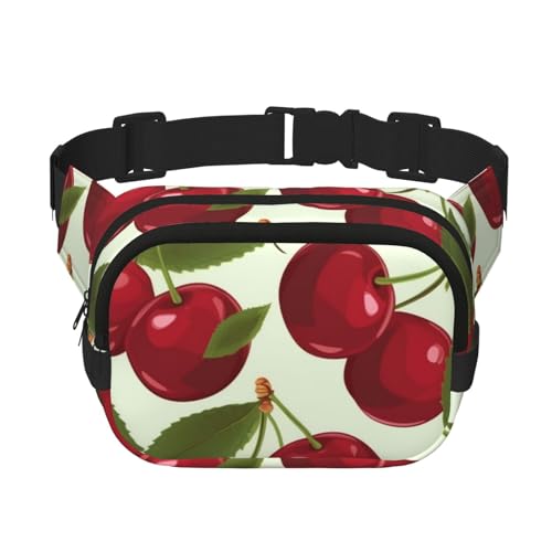 Gürteltasche für Damen und Herren, kleine modische Umhängetasche, leichte Schultertasche, Brusttasche, Kirschfrucht, Bauchtasche für Laufen, Workout, Wandern, Reisen Gürteltasche für Damen und Herren, kleine modische Umhängetasche, leichte Schultertasche, Brusttasche, Kirschfrucht, Bauchtasche für Laufen, Workout, Wandern, Reisen von KLLTYHMU