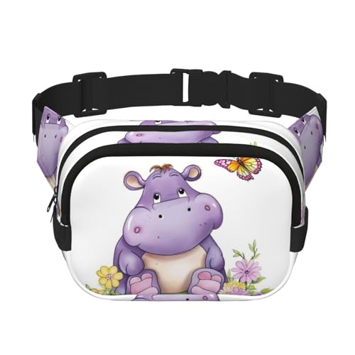 Gürteltasche für Damen und Herren, kleine modische Umhängetasche, leichte Schultertasche, Brusttasche, Schmetterling und Nilpferd, Bauchtasche für Laufen, Workout, Wandern, Reisen Gürteltasche für Damen und Herren, kleine modische Umhängetasche, leichte Schultertasche, Brusttasche, Schmetterling und Nilpferd, Bauchtasche für Laufen, Workout, Wandern, Reisen von KLLTYHMU