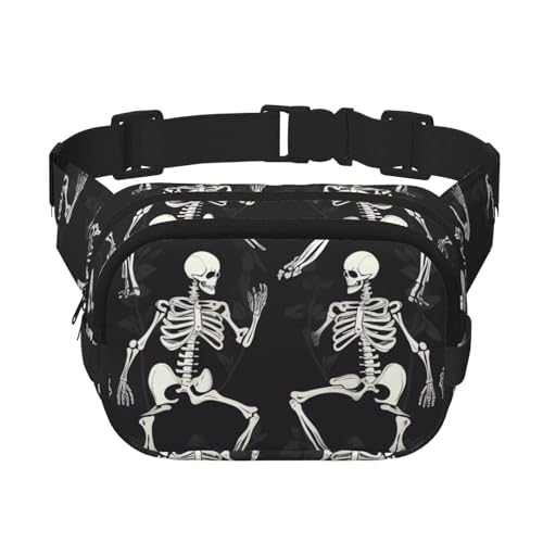 Gürteltasche für Damen und Herren, kleine modische Umhängetasche, leichte Schultertasche, Brusttasche, interessante Skelett-Bauchtasche für Laufen, Workout, Wandern, Reisen Gürteltasche für Damen und Herren, kleine modische Umhängetasche, leichte Schultertasche, Brusttasche, interessante Skelett-Bauchtasche für Laufen, Workout, Wandern, Reisen von KLLTYHMU