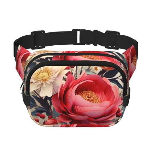 Gürteltasche für Damen und Herren, kleine modische Umhängetasche, leichte Schultertasche, moderne Blumen-Bauchtasche für Laufen, Workout, Wandern, Reisen Gürteltasche für Damen und Herren, kleine modische Umhängetasche, leichte Schultertasche, moderne Blumen-Bauchtasche für Laufen, Workout, Wandern, Reisen von KLLTYHMU