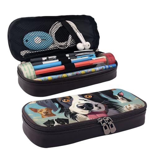 KLLTYHMU Federmäppchen aus Leder, großes Fassungsvermögen, Aufbewahrungstasche mit Fächern, niedliches Federmäppchen, Aquarell-Meerjungfrau-Stiftebox, tragbare Kosmetiktasche, Make-up-Tasche, Die von KLLTYHMU