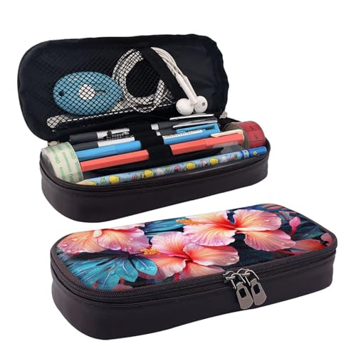 KLLTYHMU Federmäppchen aus Leder, großes Fassungsvermögen, Aufbewahrungstasche mit Fächern, niedliches Federmäppchen, Aquarell-Meerjungfrau-Stiftebox, tragbare Kosmetiktasche, Make-up-Tasche von KLLTYHMU