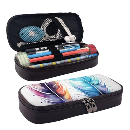 KLLTYHMU Federmäppchen aus Leder, großes Fassungsvermögen, Aufbewahrungstasche mit Fächern, niedliches Federmäppchen, Baseball, Softball, Schnürsenkel, Stiftebox, tragbare Kosmetiktasche von KLLTYHMU