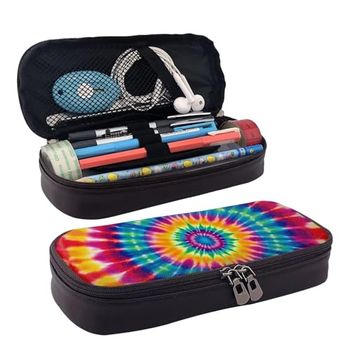 KLLTYHMU Federmäppchen aus Leder, großes Fassungsvermögen, Aufbewahrungstasche mit Fächern, niedliches Federmäppchen, Basketball, Stiftebox, tragbare Kosmetiktasche, Make-up-Tasche, Batikmuster von KLLTYHMU