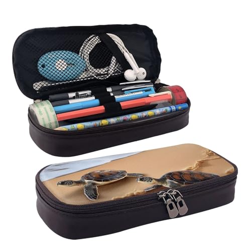 KLLTYHMU Federmäppchen aus Leder, großes Fassungsvermögen, Aufbewahrungstasche mit Fächern, niedliches Federmäppchen, Kürbis, Herbstsegen, Stiftebox, tragbare Kosmetiktasche, Make-up-Tasche von KLLTYHMU