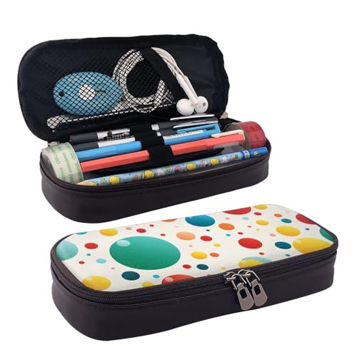 KLLTYHMU Federmäppchen aus Leder, großes Fassungsvermögen, Aufbewahrungstasche mit Fächern, niedliches Federmäppchen, Sonnenuntergang, Sonnenblume, Stiftebox, tragbare Kosmetiktasche, Make-up-Tasche von KLLTYHMU