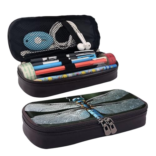 KLLTYHMU Federmäppchen aus Leder, großes Fassungsvermögen, Aufbewahrungstasche mit Fächern, niedliches Federmäppchen, Strand, Sonnenuntergang, Stiftebox, tragbare Kosmetiktasche, Make-up-Tasche von KLLTYHMU