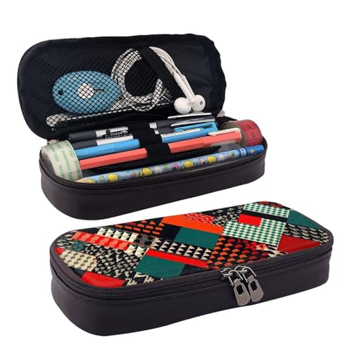 KLLTYHMU Federmäppchen aus Leder, großes Fassungsvermögen, Aufbewahrungstasche mit Fächern, niedliches Federmäppchen, französische Bulldogge, rosa Brille, Stiftebox, tragbare Kosmetiktasche von KLLTYHMU