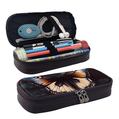 KLLTYHMU Federmäppchen aus Leder, großes Fassungsvermögen, Aufbewahrungstasche mit Fächern, niedliches Federmäppchen, lustige Pinguine, Stiftebox, tragbare Kosmetiktasche, Make-up-Tasche von KLLTYHMU