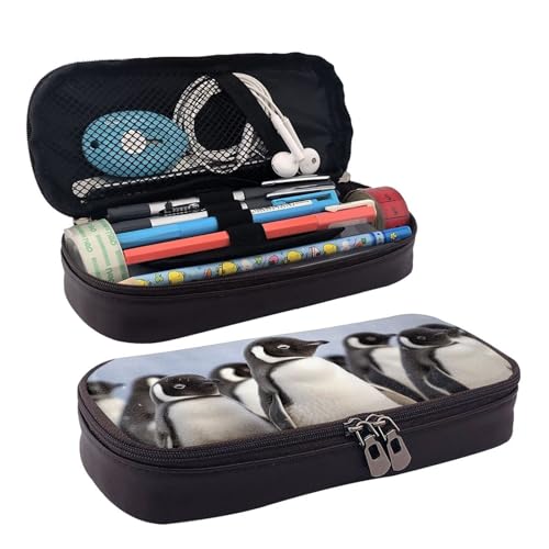 KLLTYHMU Federmäppchen aus Leder, großes Fassungsvermögen, Aufbewahrungstasche mit Fächern, niedliches Federmäppchen, schöne Landschaft, Bäume, Schneeflocken, Stiftebox, tragbare Kosmetiktasche von KLLTYHMU