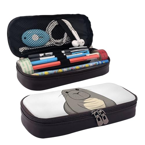 KLLTYHMU Federmäppchen aus Leder, großes Fassungsvermögen, Aufbewahrungstasche mit Fächern, niedliches Federmäppchen, schöne Landschaft, Bäume, Schneeflocken, Stiftebox, tragbare Kosmetiktasche von KLLTYHMU