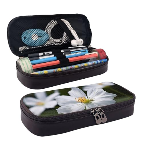 KLLTYHMU Federmäppchen aus Leder, großes Fassungsvermögen, Aufbewahrungstasche mit Fächern, niedliches Federmäppchen, schöne Landschaft, Bäume, Schneeflocken, Stiftebox, tragbare Kosmetiktasche von KLLTYHMU