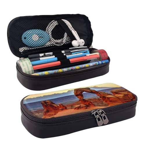 KLLTYHMU Federmäppchen aus Leder, großes Fassungsvermögen, Aufbewahrungstasche mit Fächern, niedliches Federmäppchen, schöne lila Schmetterlingskunst, Stiftebox, tragbare Kosmetiktasche von KLLTYHMU