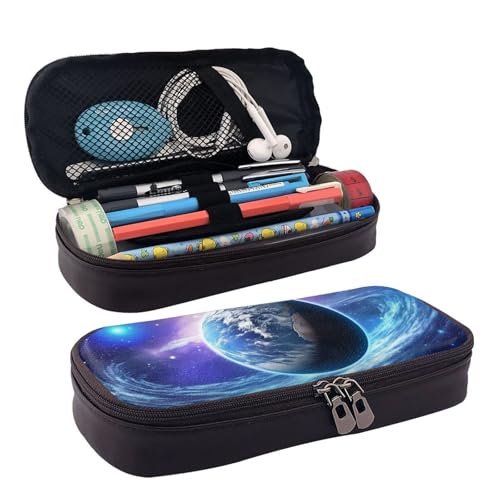 KLLTYHMU Federmäppchen aus Leder, großes Fassungsvermögen, Aufbewahrungstasche mit Fächern, niedliches Federmäppchen, traditionelle Windmühle, Stiftebox, tragbare Kosmetiktasche, Make-up-Tasche von KLLTYHMU