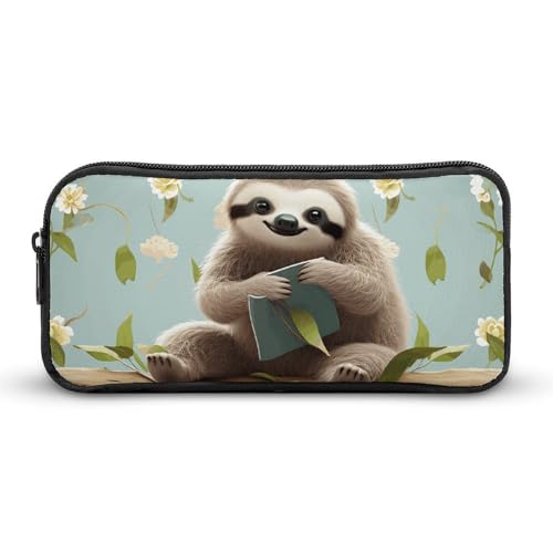 KLLTYHMU Federmäppchen mit niedlichem Faultier-Design, großes Fassungsvermögen, niedliches Federmäppchen, Make-up-Kosmetiktasche für Damen und Herren von KLLTYHMU