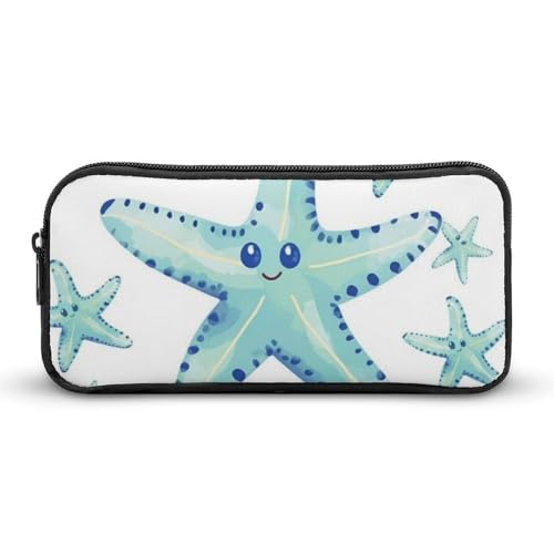 KLLTYHMU Federmäppchen mit niedlichem Seestern-Design, großes Fassungsvermögen, niedliches Federmäppchen, Make-up-Kosmetiktasche für Damen und Herren von KLLTYHMU