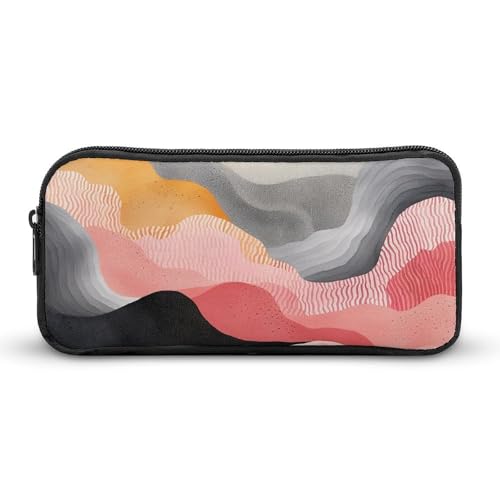 KLLTYHMU Federmäppchen mit weißem und grauem Muster, großes Fassungsvermögen, niedliches Federmäppchen, Make-up-Kosmetiktasche für Damen und Herren von KLLTYHMU