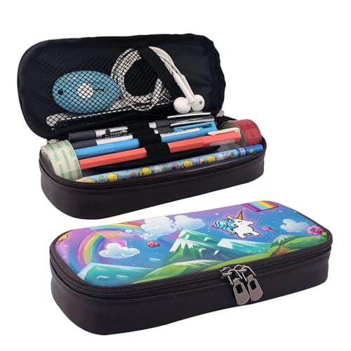 KLLTYHMU Leder-Federmäppchen, Organizer, große Kapazität, Federmäppchen, Aufbewahrungstasche mit Fächern, niedliches Federmäppchen, Wassermelonenscheibe, Stiftebox, tragbare Kosmetiktasche von KLLTYHMU