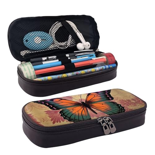 KLLTYHMU Leder-Federmäppchen, Organizer, große Kapazität, Federmäppchen, Aufbewahrungstasche mit Fächern, niedliches Federmäppchen, Wassermelonenscheibe, Stiftebox, tragbare Kosmetiktasche von KLLTYHMU