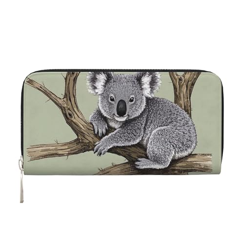 Koalas Ledergeldbörse für Damen und Mädchen, mit Reißverschluss, Kreditkartenhalter, lang, PU, Clutch, Geldbörse, wasserdicht, Reisehandtasche von KLLTYHMU