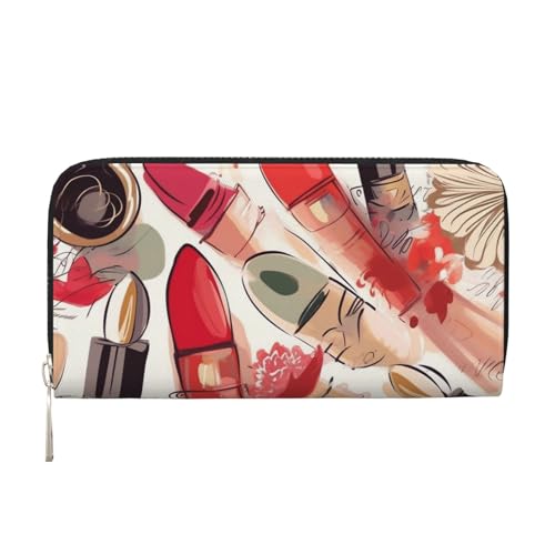 Kosmetik-Lippenstift-Parfüm-Kunstleder-Geldbörse für Frauen und Mädchen, mit Reißverschluss, Kreditkartenhalter, lange PU-Geldbörse, Clutch, Geldbörse, wasserdicht, Reisehandtasche Kosmetik-Lippenstift-Parfüm-Kunstleder-Geldbörse für Frauen und Mädchen, mit Reißverschluss, Kreditkartenhalter, lange PU-Geldbörse, Clutch, Geldbörse, wasserdicht, Reisehandtasche von KLLTYHMU