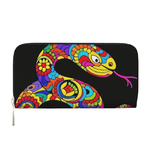 Kulturelle Muster, bunte Kunst, abstrakte Schlangenleder-Geldbörse für Damen und Mädchen, mit Reißverschluss, lange PU-Geldbörse, Clutch, wasserdicht, Reisehandtasche Kulturelle Muster, bunte Kunst, abstrakte Schlangenleder-Geldbörse für Damen und Mädchen, mit Reißverschluss, lange PU-Geldbörse, Clutch, wasserdicht, Reisehandtasche von KLLTYHMU