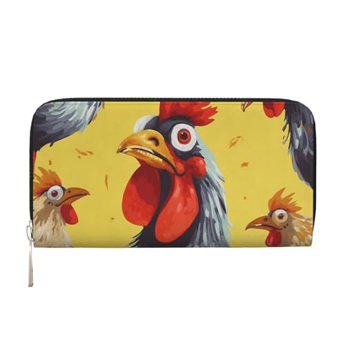 Kunst-Huhn-Malerei-Ledergeldbörse für Damen und Mädchen, mit Reißverschluss, Kreditkartenhalter, lang, PU, Clutch, Geldbörse, wasserdicht, Reisehandtasche Kunst-Huhn-Malerei-Ledergeldbörse für Damen und Mädchen, mit Reißverschluss, Kreditkartenhalter, lang, PU, Clutch, Geldbörse, wasserdicht, Reisehandtasche von KLLTYHMU