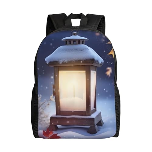 Laterne Schnee Reise Laptop Rucksack Wasserdicht Leicht Niedlich Rucksack für Damen Herren Casual Daypack Laterne Schnee Reise Laptop Rucksack Wasserdicht Leicht Niedlich Rucksack für Damen Herren Casual Daypack von KLLTYHMU