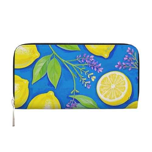Leder-Geldbörse für Damen und Mädchen, mit Reißverschluss, lange PU-Geldbörse, Clutch, wasserdicht, Zitronenblau / Gelb Leder-Geldbörse für Damen und Mädchen, mit Reißverschluss, lange PU-Geldbörse, Clutch, wasserdicht, Zitronenblau / Gelb von KLLTYHMU