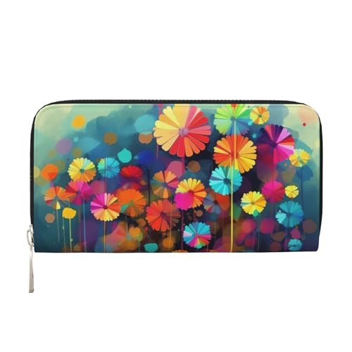 Ledergeldbörse im abstrakten Stil, bunte Blumen, für Damen und Mädchen, mit Reißverschluss, Kreditkartenhalter, lange PU-Geldbörse, Clutch, wasserdicht, Reisehandtasche Ledergeldbörse im abstrakten Stil, bunte Blumen, für Damen und Mädchen, mit Reißverschluss, Kreditkartenhalter, lange PU-Geldbörse, Clutch, wasserdicht, Reisehandtasche von KLLTYHMU