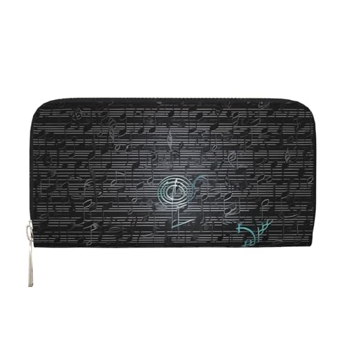 Ledergeldbörse mit Musiknoten für Damen und Mädchen, mit Reißverschluss, lange PU-Geldbörse, Clutch, wasserdicht, Reisehandtasche Ledergeldbörse mit Musiknoten für Damen und Mädchen, mit Reißverschluss, lange PU-Geldbörse, Clutch, wasserdicht, Reisehandtasche von KLLTYHMU