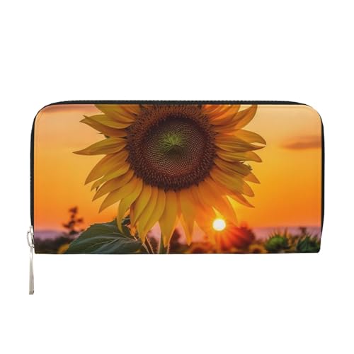 Ledergeldbörse mit Sonnenuntergang, für Damen und Mädchen, mit Reißverschluss, Kreditkartenhalter, lang, PU, Clutch, wasserdicht, Reisehandtasche Ledergeldbörse mit Sonnenuntergang, für Damen und Mädchen, mit Reißverschluss, Kreditkartenhalter, lang, PU, Clutch, wasserdicht, Reisehandtasche von KLLTYHMU