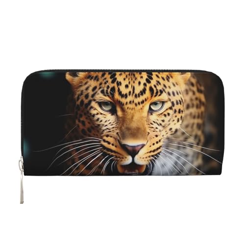 Leopardenleder-Geldbörse für Damen und Mädchen, mit Reißverschluss, Kreditkartenhalter, lang, PU, Clutch, Geldbörse, wasserdicht, Reisehandtasche von KLLTYHMU