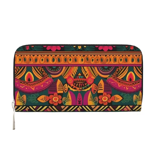 Mexikanische Folk Art Boho Leder Geldbörse für Frauen Mädchen mit Reißverschluss rund Kreditkartenhalter Lange PU Geldbörse Clutch Geldbörse Wasserdichte Reisehandtasche Mexikanische Folk Art Boho Leder Geldbörse für Frauen Mädchen mit Reißverschluss rund Kreditkartenhalter Lange PU Geldbörse Clutch Geldbörse Wasserdichte Reisehandtasche von KLLTYHMU