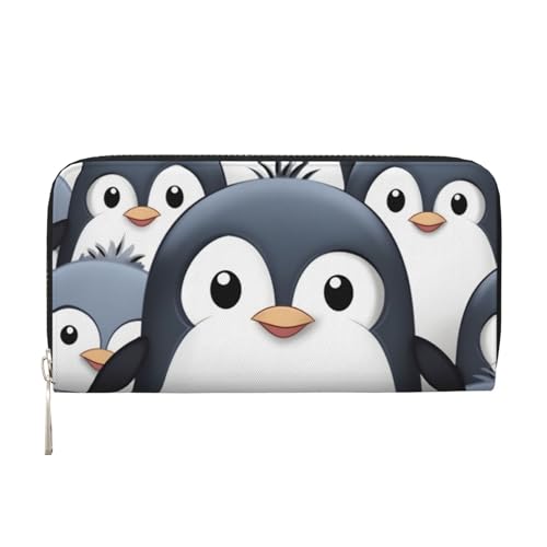 Niedliche Pinguin-Ledergeldbörse für Damen und Mädchen, mit Reißverschluss, Kreditkartenhalter, lang, PU, Clutch, Geldbörse, wasserdicht, Reisehandtasche von KLLTYHMU