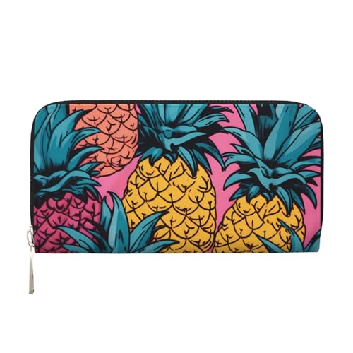 Pineapple Leder-Geldbörse für Damen und Mädchen, mit Reißverschluss, lange PU-Geldbörse, Clutch, wasserdicht, Reisehandtasche Pineapple Leder-Geldbörse für Damen und Mädchen, mit Reißverschluss, lange PU-Geldbörse, Clutch, wasserdicht, Reisehandtasche von KLLTYHMU