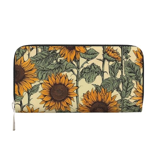 Romantische Sonnenblumen-Ledergeldbörse für Damen und Mädchen, mit Reißverschluss, Kreditkartenhalter, lang, PU, Clutch, Geldbörse, wasserdicht, Reisehandtasche Romantische Sonnenblumen-Ledergeldbörse für Damen und Mädchen, mit Reißverschluss, Kreditkartenhalter, lang, PU, Clutch, Geldbörse, wasserdicht, Reisehandtasche von KLLTYHMU