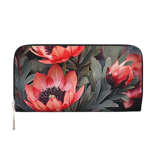 Rote Blumen Leder Geldbörse für Frauen Mädchen Reißverschluss Kreditkartenhalter Lange PU Geldbörse Clutch Geldbörse Wasserdichte Reisehandtasche Rote Blumen Leder Geldbörse für Frauen Mädchen Reißverschluss Kreditkartenhalter Lange PU Geldbörse Clutch Geldbörse Wasserdichte Reisehandtasche von KLLTYHMU