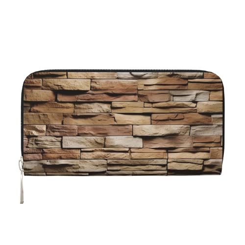 Rustikale Rocks Geldbörse aus Leder für Damen und Mädchen, mit Reißverschluss, lange PU-Geldbörse, Clutch, wasserdicht, Reisehandtasche von KLLTYHMU